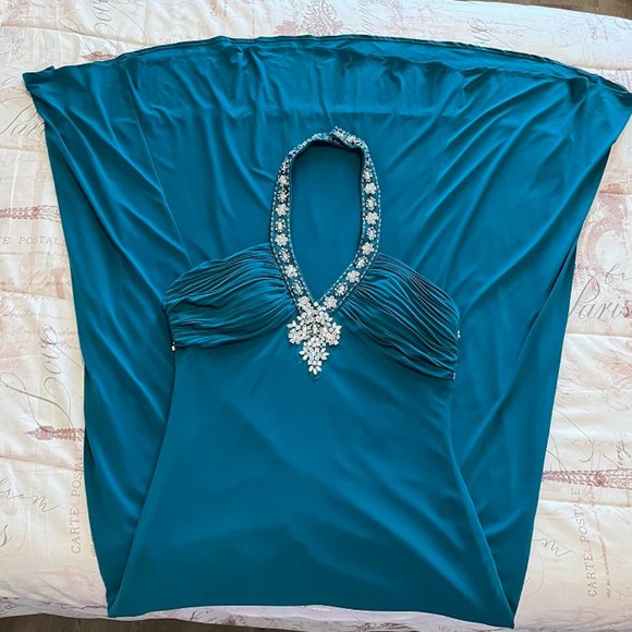 🔥FINAL SALE🔥 Morgan & Co. Turquoise Formal/Evening/Wedding/Prom Dress Size 13/14 - Picture 7 of 13